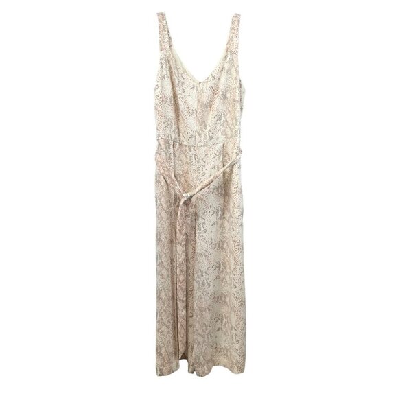 Loft Outlet Snake Print Wide Leg Jumpsuit Sleeveless V-Neck Pink/Multi Size 8 - Picture 1 of 9
